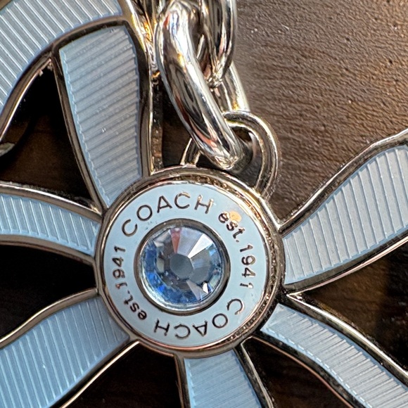 Coach Silver and blue Bow Keychain - Picture 4 of 6